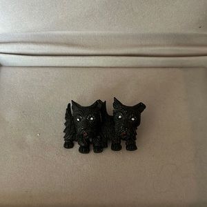Vintage 30s 40s 50s Black Dog Scotties Brooch